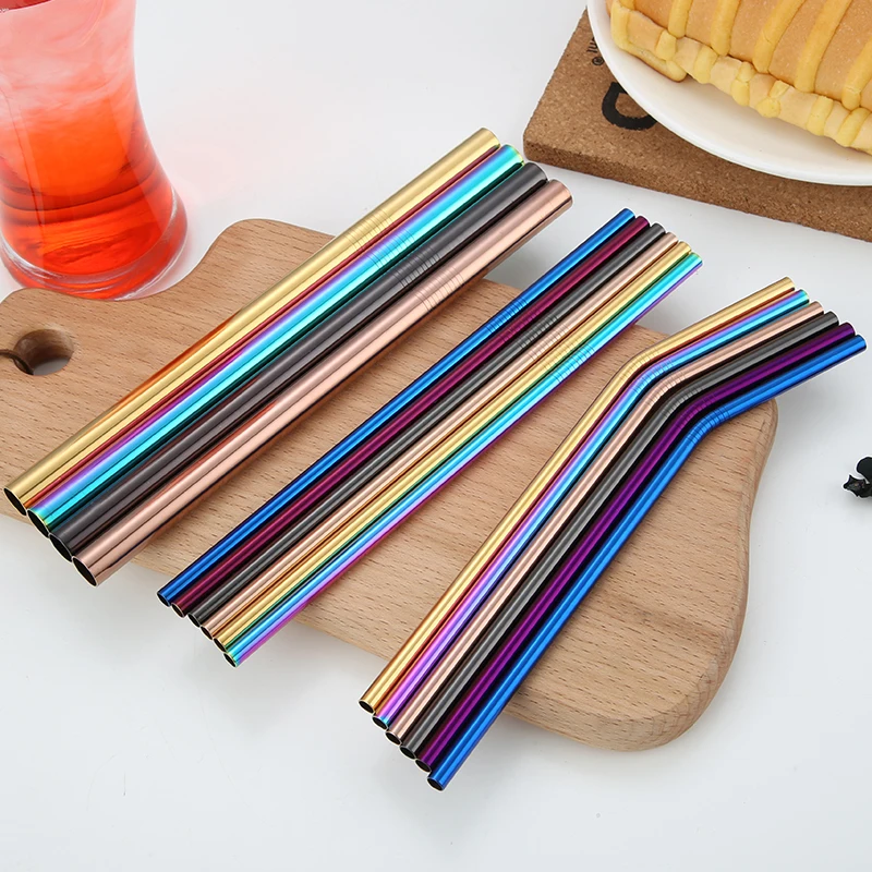 

certification barware eco-friendly stainless steel straw metal straw, Silver, gold, rose gold, black, rainbow, blue, purple