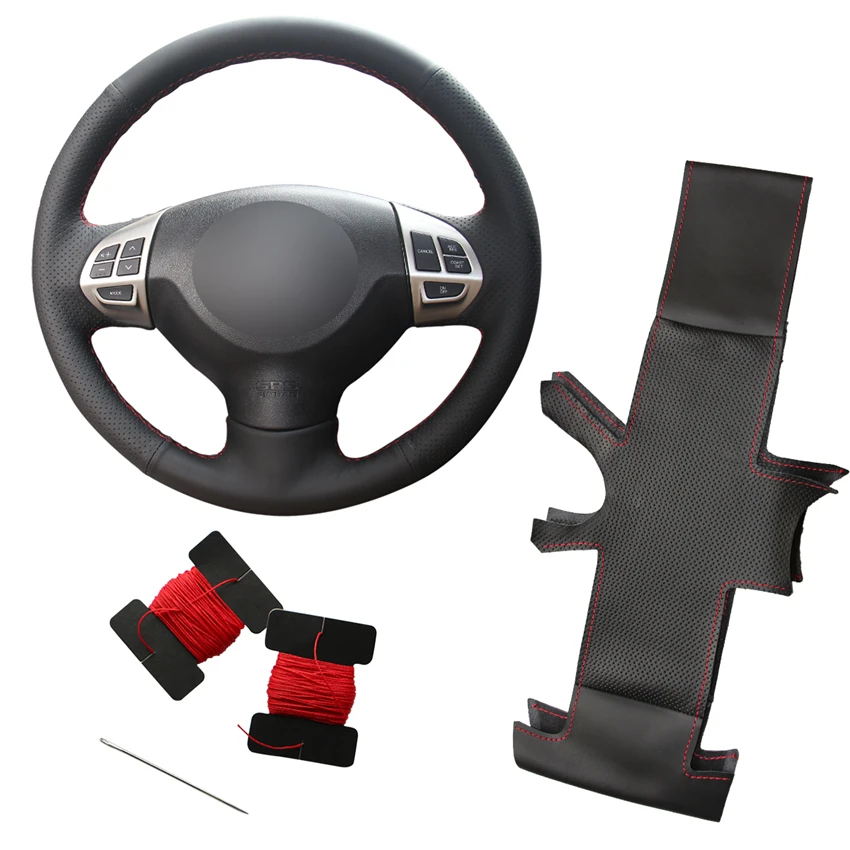 

Custom Artificial Leather Sew Steering Wheel Cover for Mitsubishi Lancer X 10 Outlander ASX Colt Pajero Sport Citroen C-Crosser