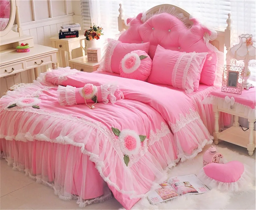 Girls bedding. Pink Bed spread with Flower. Розовая цена.