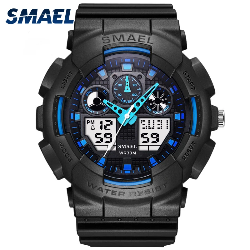 

Smael 1027 Fashion Quartz Led Back Light Clock Man Sports Waterproof Digital Wrist Watch, Picture