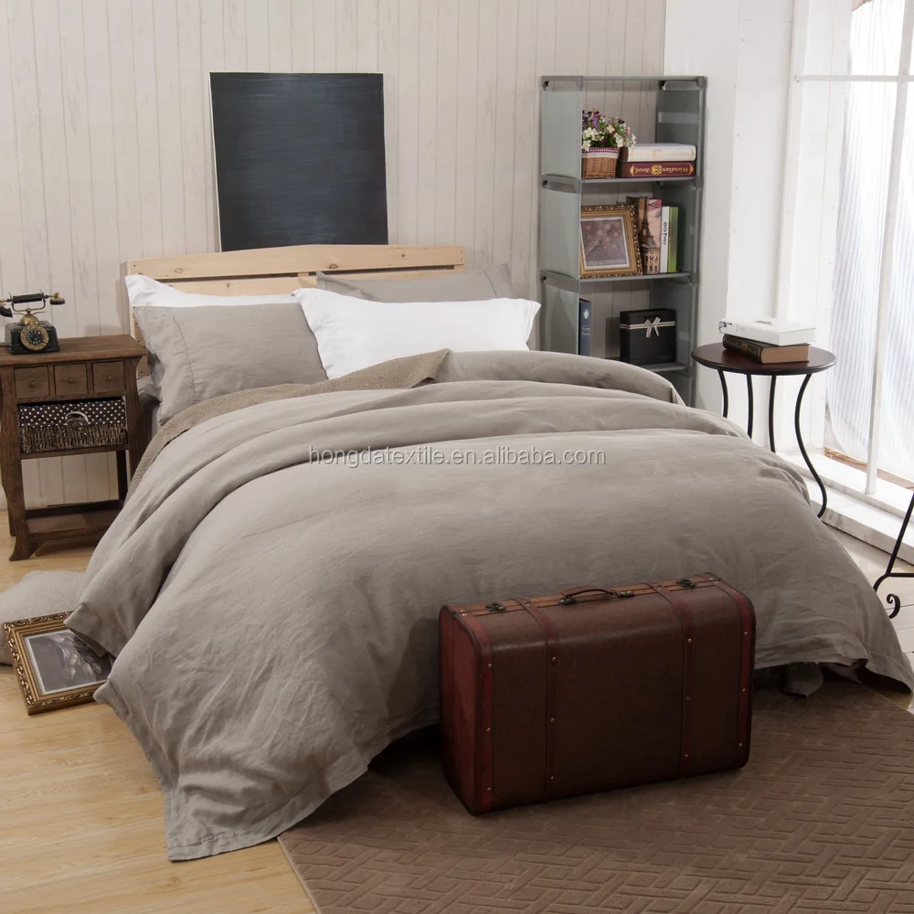 Vintage washed linen bedding This bedding is woven from breathable cotton and then pre-washed for lived-in softness. Front is hand quilted of % cotton velvet; reverse is made of a linen/cotton .