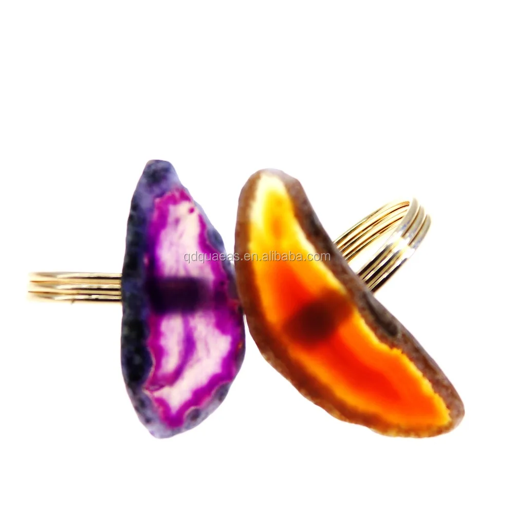 

multi color agate napkin ring made of natual stone napkin holder 4cm, Gold/silver/red/blue/etc