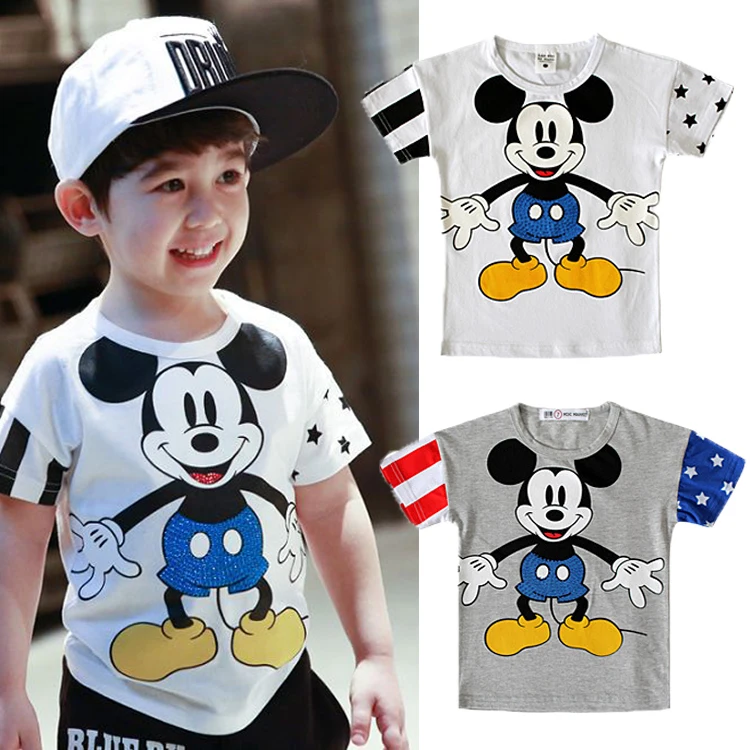 

GG097AB 2-7 years cartoon Mickey pattern baby boys cotton t-shirt, As picture showed