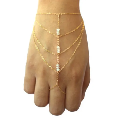 

New Fashion Gold Bracelet Ring Hand Arm Jewelry Bracelet