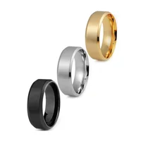 

Cheap wholesale 8mm width simple band matte polish silver/gold/black titanium silver 316l stainless steel rings for men women