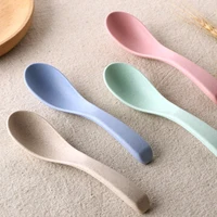 

Baby Biodegradable Rice Feeding Colorful Logo Tasting Round High Quality Plastic Spoon