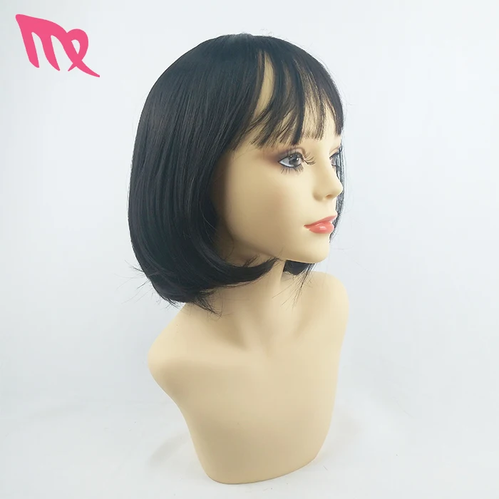 Baifumei Black Color 35cm Short Synthetic Hair Wigs Factory Wholesale Woman Wig
