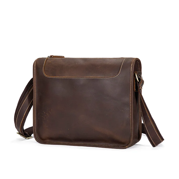 

Amazon Online Hot Sale Trendy Coffee Shoulder Crossbody Cheap Big Leather Messenger Bag For Men 8921