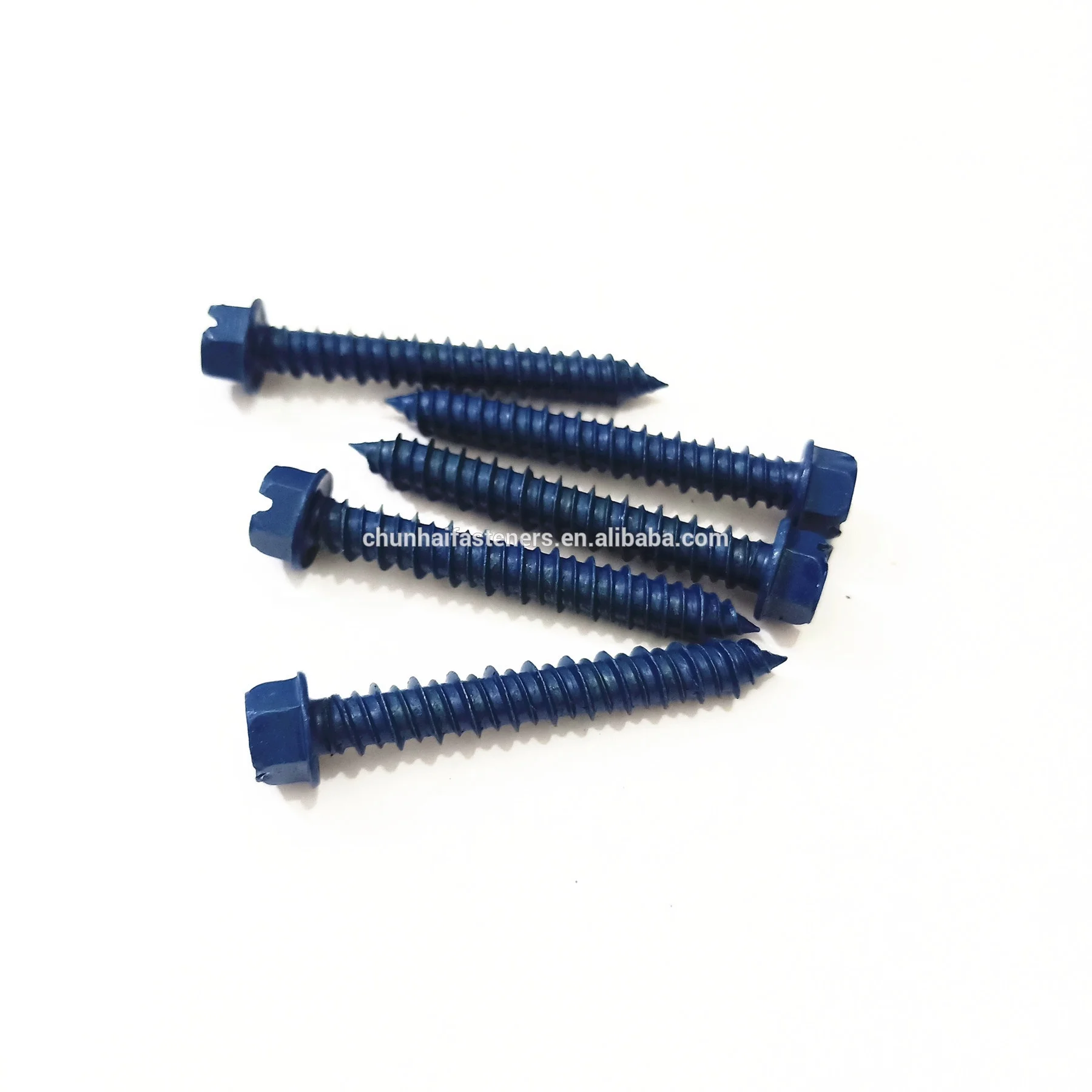 
farmer head hex slotted self tapping screws blue ruspert 1000hrs china screws factory with EPDM washers 