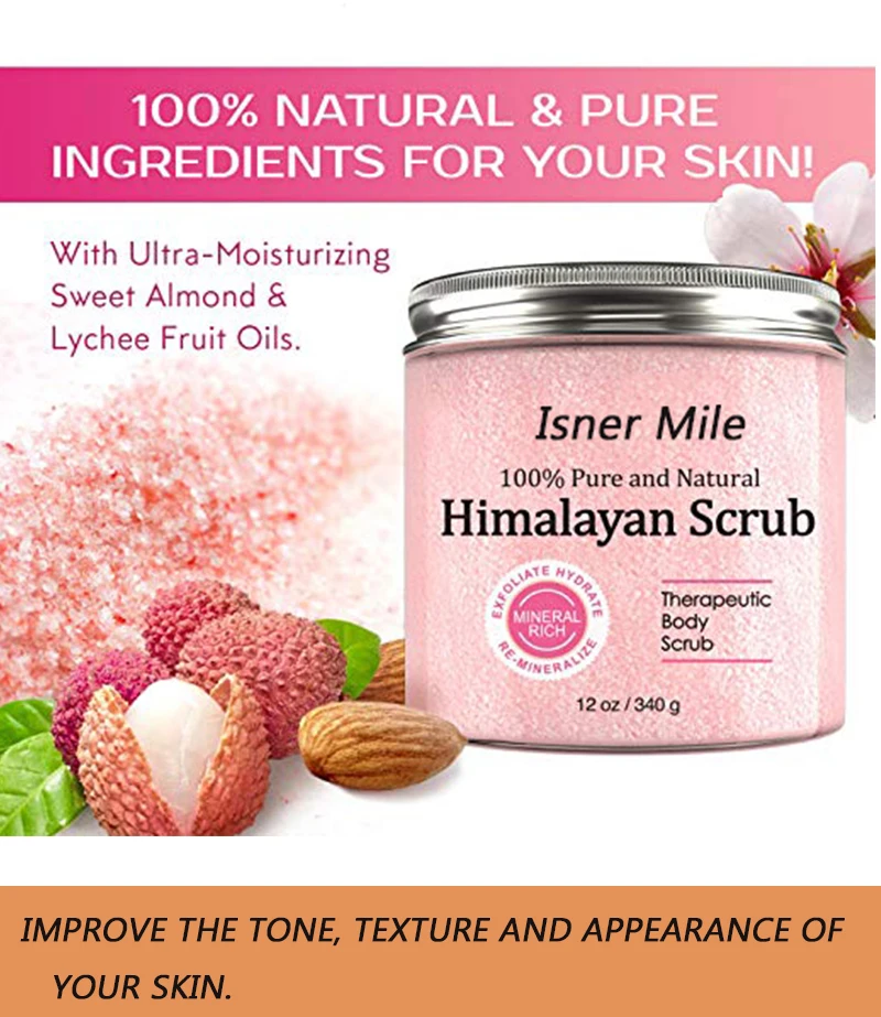 Body Care Naturally Brighten Exfoliate Innovative Formula Pure Pink Himalayan Salt scrub