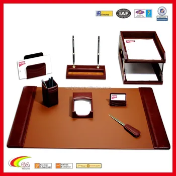 Modern Luxury Office Desk Leather Stationery 10-pieces Desk Sets For ...