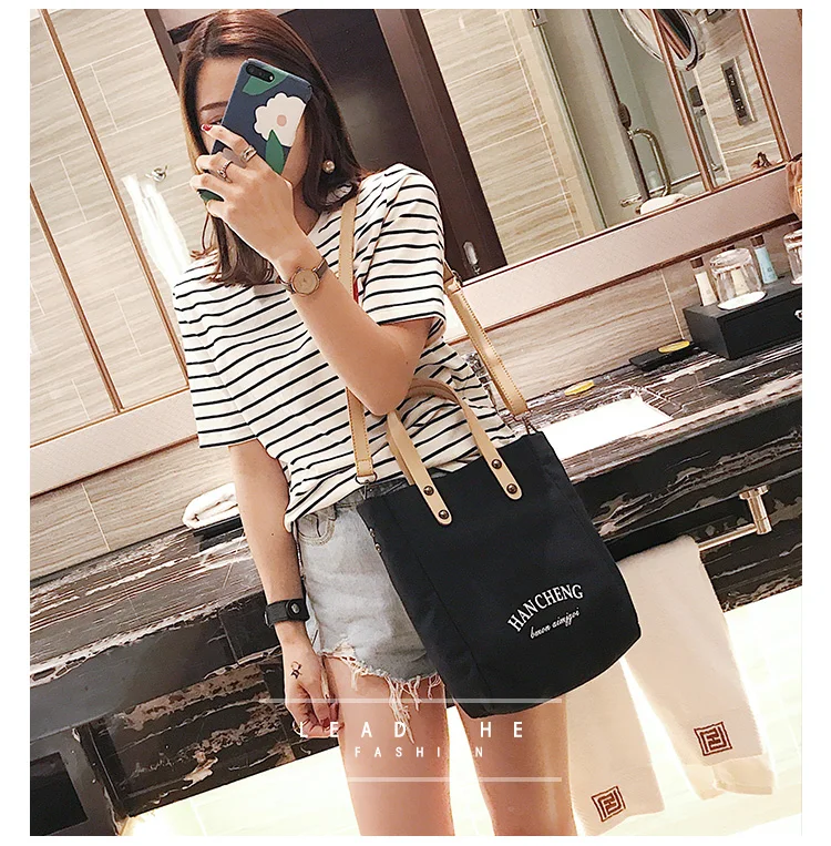 

Custom printed logo women canvas tote bag single shoulder bag with pu handle, Any color from our color card