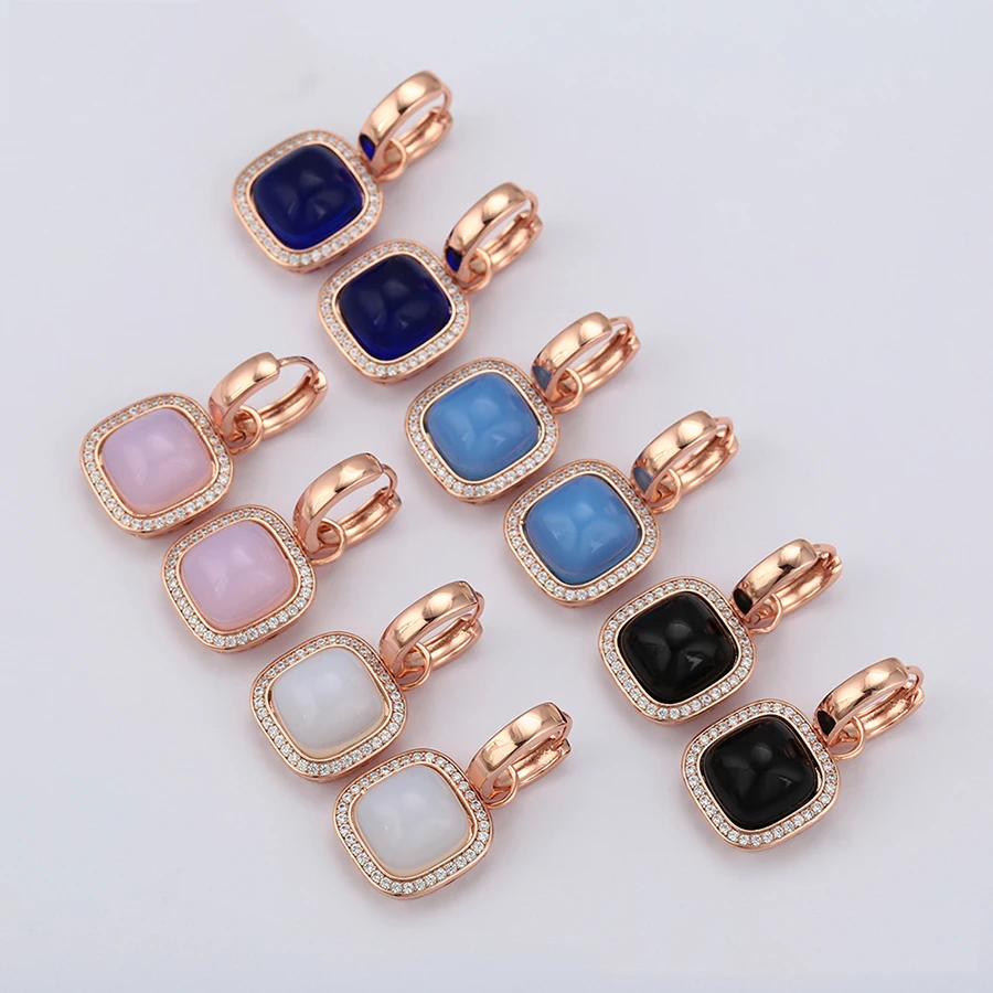 98037 Xuping gold jewellery handmade jade earrings accessories women earrings, DIY modern charm pendant earring, aretes de mujer