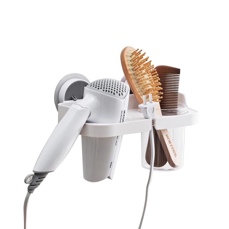 

Modern wall mount adhesive plastic hair dryer holder rack