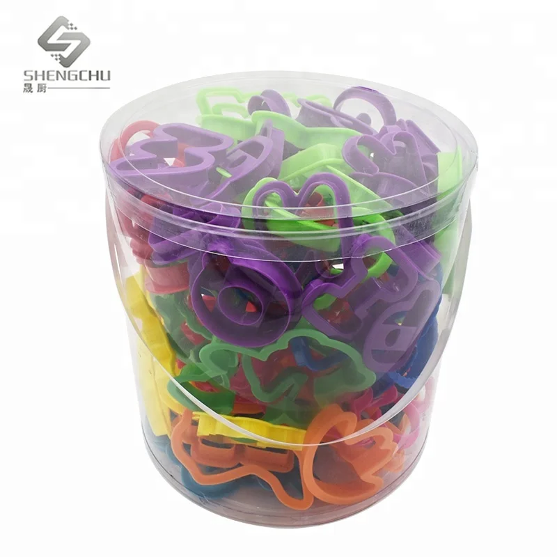 

DIY Colorful Multi-shape 108 Pcs Plastic Cookies Cutter Biscuit Mold with PVC Box Bake Tool for Kids