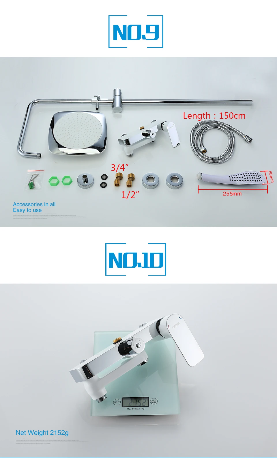 GAPPO 1SET Top Quality bath shower faucets set mixer rainfall head G2448