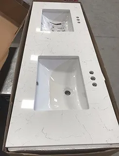 Pre-made Countertop Artificial Marble Vanity Top With ...