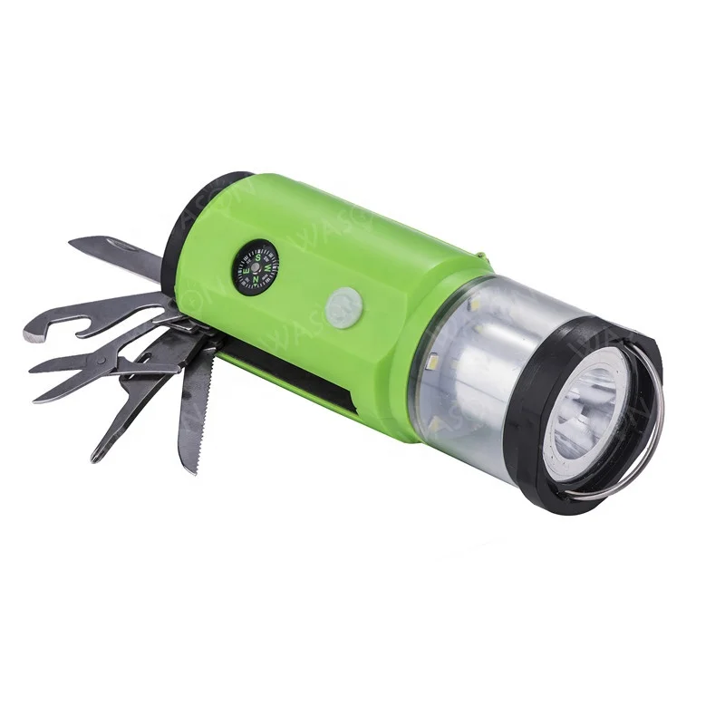 2019 Newest multi-tools top 1W led+6*SMD USB rechargeable outdoor camping led lantern with power bank cigarette lighter compass