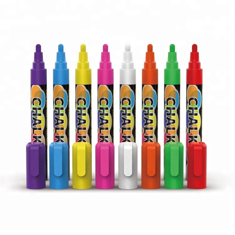 
OEM/ODM Erasable 6mm Reversible Tip Fluorescent liquid chalk Marker Pen 10 Colors/Set,Private Label 