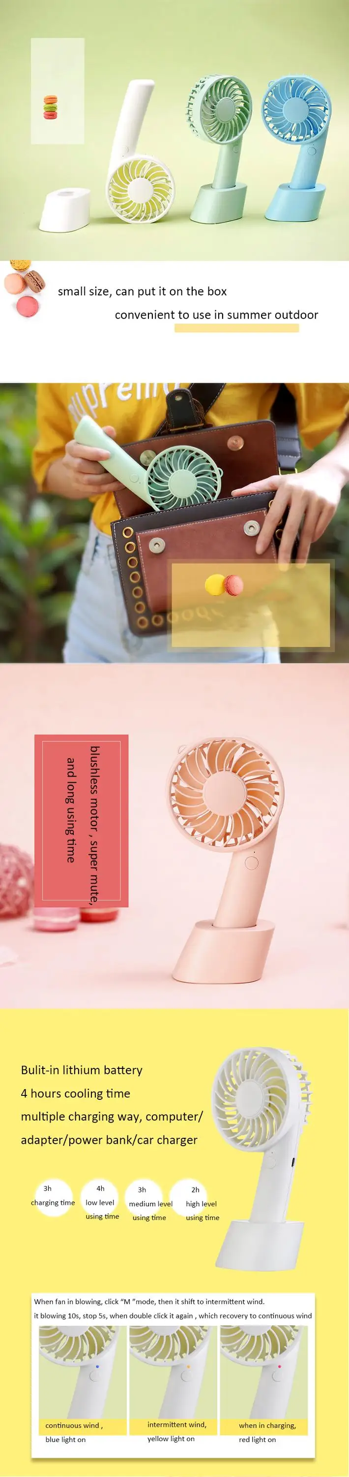 2018 lucky number 9 mini Fan rechargeable USB Table