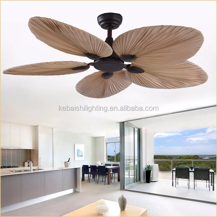 Wholesale Natural Style Fancy Palm Leaf Blade Fan Light Decorative Ceiling Fan With Light And Remote Control View Wholesale Ceiling Fan Kbs Product