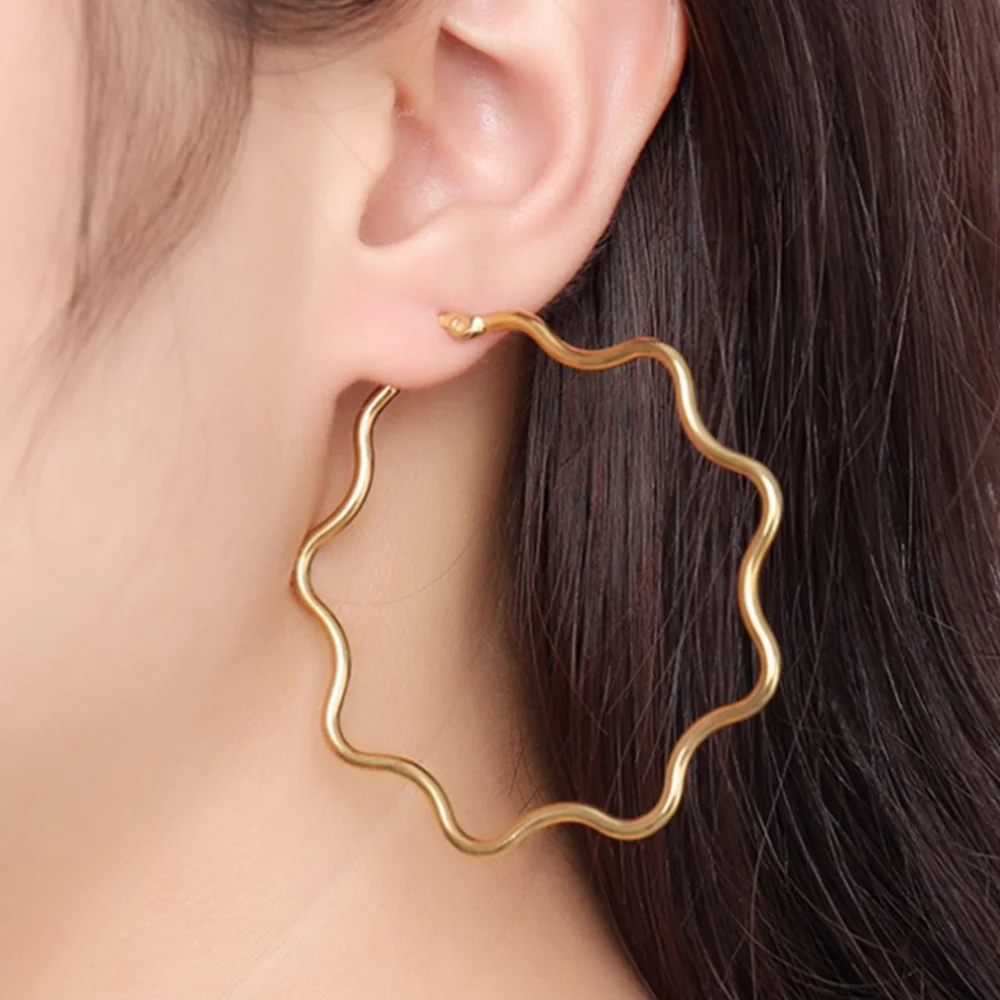 

TTTJewelry Stainless Steel Large Hoop Simple Earring Anti-allergy Design, As the picture