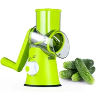 

Amazon hot selling green spiral stainless steel tri blades vegetable food fruit slicer cutter shredder and cheese grater