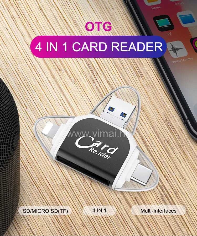 SD TF memory card iDragon all in 1 metal otg card reader oem logo from shenzhen factory - ANKUX.COM