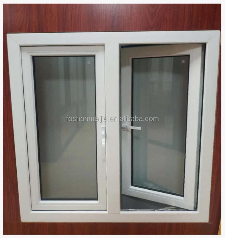 Factory High quality low price upvc material Casement Transom Window upvc profiles windows plastic Pvc frame glass window