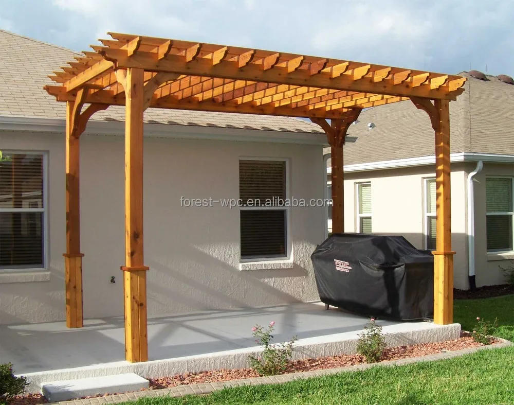 5x5m de madera compuesta pérgola gazebo barato gazebo de plástico