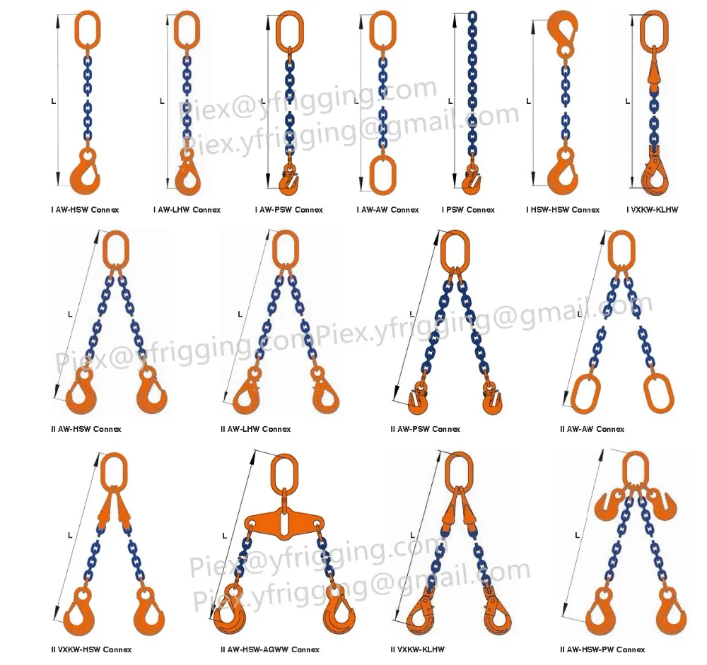 Factory Grade100 G100 4 Four Quad Legs Lifting Chain Slings With Clevis ...