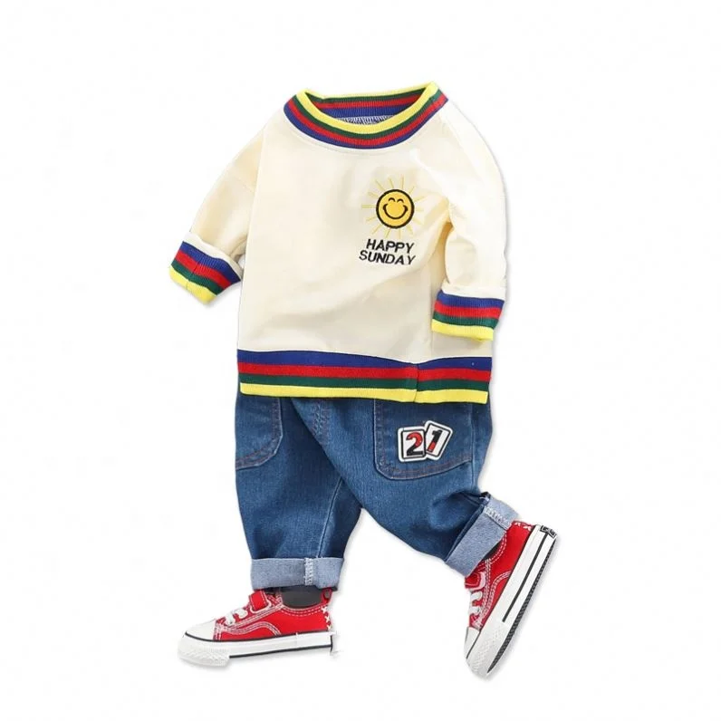 

2019 High Quality New Style Trade Fashion baby boy boutique clothing kids clothing baby clothes set, Beige/red/navy