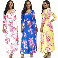 

Factory Customizable Comfortable Fabric Half Sleeve Floral Long Maxi Dress Women Dress