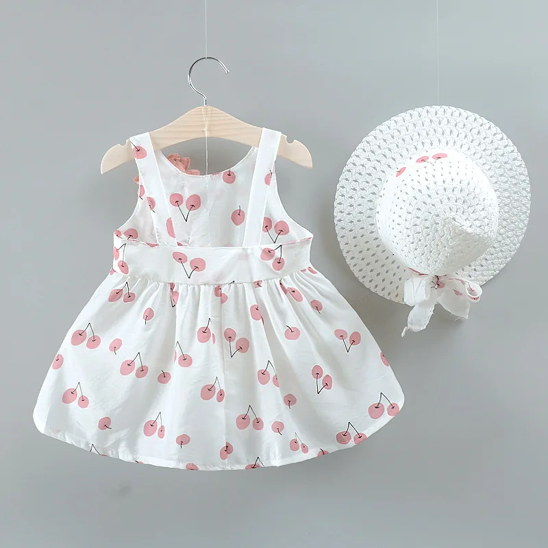 

Wefans Wholesale 2019 Most popular new style sleeveless skirt with hat printing flower pattern dress kids girls princess dress