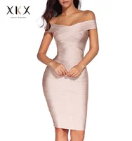 

hot sale women off shoulder midi dress summer sexy bandage dress party 2019