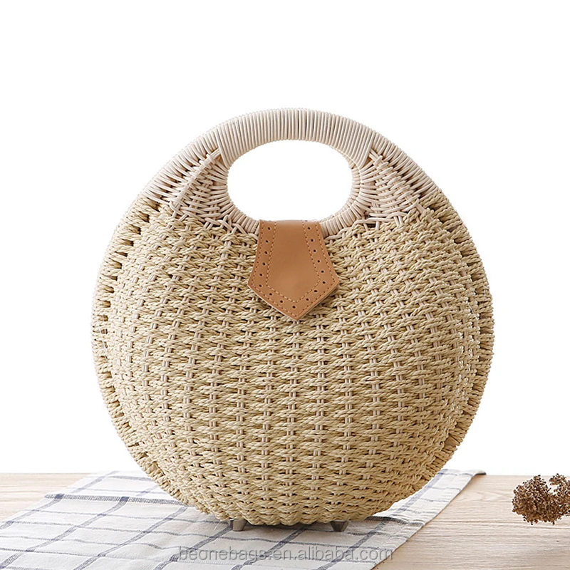 Wholesale Women Summer Natural Raffia Straw Bag Straw Beach Tote Bag
