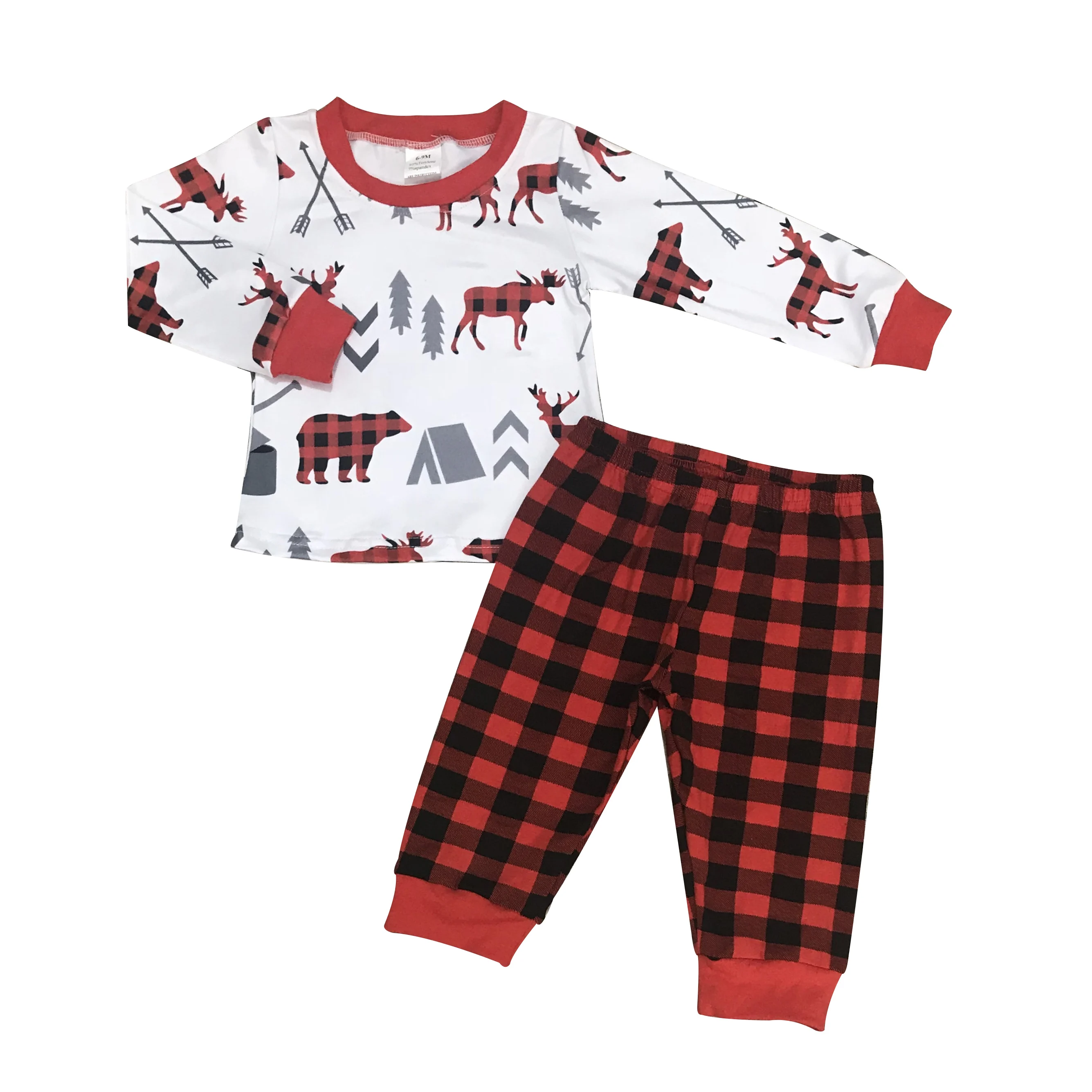 

Fall Children Winter Clothes Baby Girl Clothing Sets Christmas style Kids plaid pants Boutique Outfits