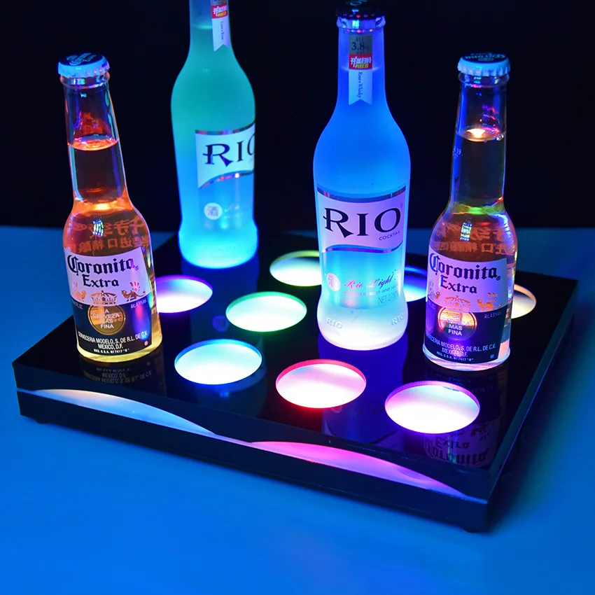 Led battery bar water led bottle stand display wine led bottle light glorifier base