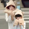 2018 Warm New Plush Scarf Gloves Hat Three-in-one Parent-child Thick Scarf