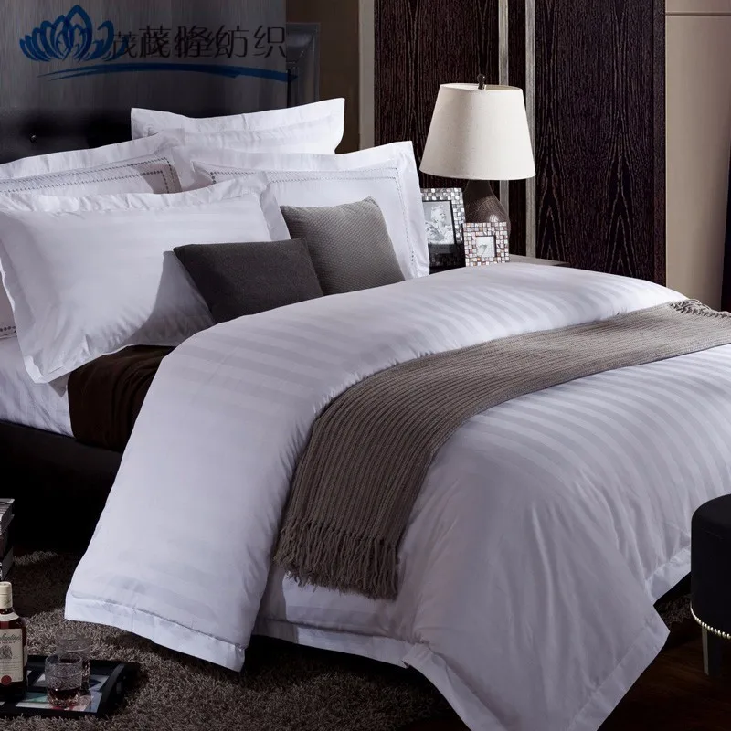 Wholesale White 100 Cotton 3cm Stripe Fabric Bed Linen Fabric For