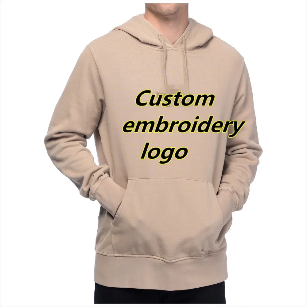 

New Fashion Wholesale Sweatshirt Custom Logo Overydyed Embroidery Hoodie, Beige or custom