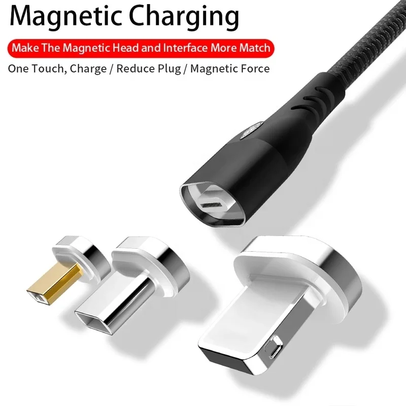 

SUNLINE 2019 High Quality Braided Magnetic Cable USB 2.0 for Micro USBType C Mobile Phone Cables with breath light, Gold;grey;silver;customized