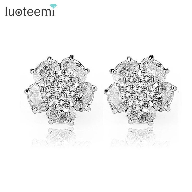 

LUOTEEMI Wholesale Jewelry JINSE Brand Hot Popular 2Colors Ice Peony Jewelry Flower Stud Earring Wholesale