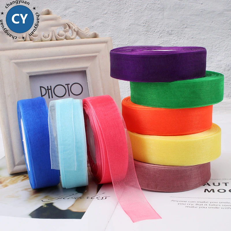 

Wholesale 5/8 inch woven edged double face sheer organza ribbon, 196 colors