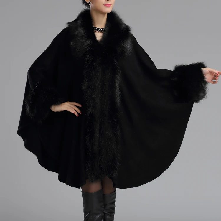 

Wholesale Clothing China Lady Winter Cape Ponchos Faux Fur Women Coats