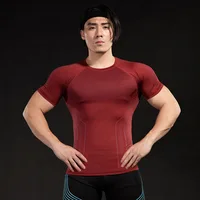 

Athletic Apparel Manufacturers for Men Slim Fit Shirts Quick Dry Basketball Soccer Running Training T Shirt Compression Tights