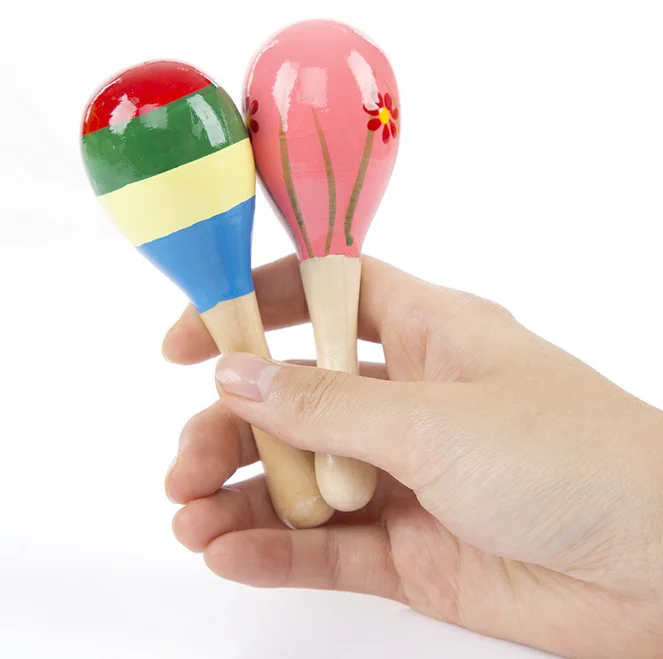 15cm / 20cm / 25cm Educational Musical Maracas Wooden Baby Toy For Kids ...