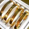 wide bangles for women Engraved cuff bracelet, custom high quality 18k gold plated stainless steel bangle