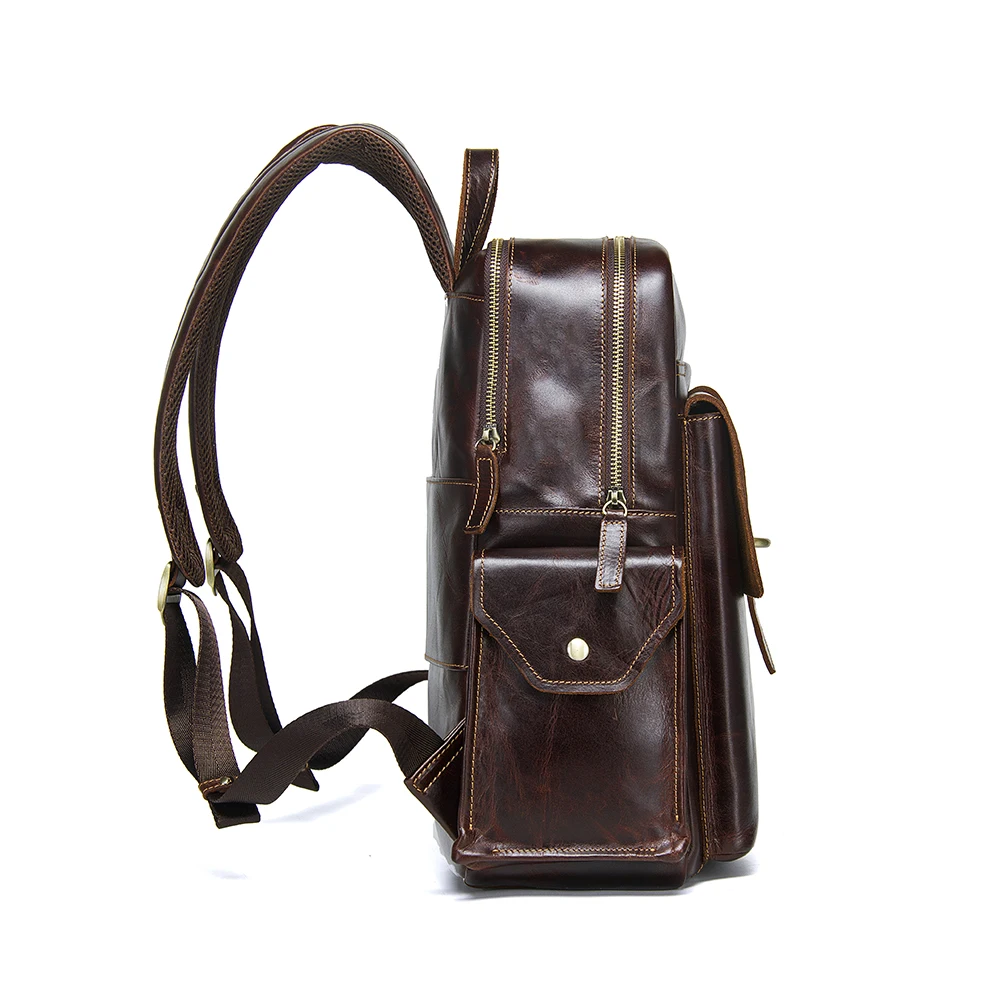 

Men Leather Laptop Backpack Luxury Fashion Men Backpack, Coffee or customized color