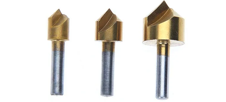 3Pcs Cylindrical Shank 90 Degree Single  Flute HSS Countersink Deburring  Bit Set  for Metal Drilling